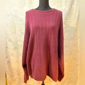 Bill Blass Menswear Men’s Maroon Knitted Long Sleeve Sweater (XL)